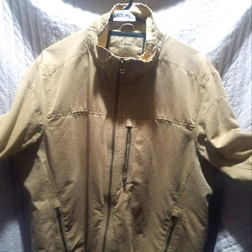 Mens LL Bean Large Brown, lined canvas jacket/coat